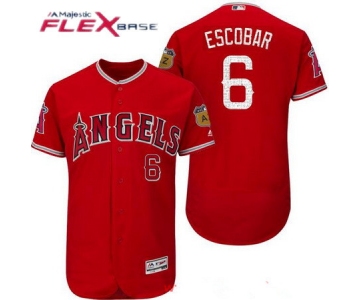 Men's Los Angeles Angels of Anaheim #6 Yunel Escobar Red 2017 Spring Training Stitched MLB Majestic Flex Base Jersey