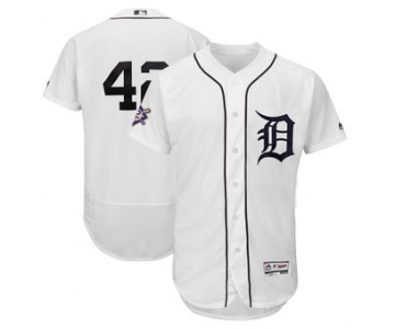 Men's Detroit Tigers Majestic White 42 Jackie Robinson Day Authentic Flex Base Jersey