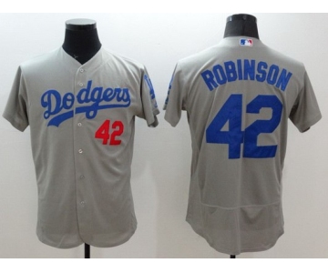 Men's Los Angeles Dodgers #42 Jackie Robinson Alternate Gray Flexbase 2016 MLB Player Jersey