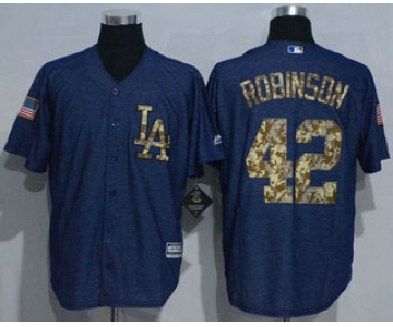 Men's Los Angeles Dodgers #42 Jackie Robinson Denim Blue Salute to Service Stitched MLB Jersey
