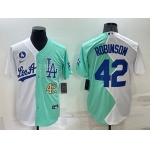 Men's Los Angeles Dodgers #42 Jackie Robinson White Green Number 2022 Celebrity Softball Game Cool Base Jersey
