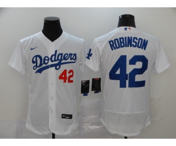 Men's Los Angeles Dodgers #42 Jackie Robinson White Stitched MLB Flex Base Nike Jersey