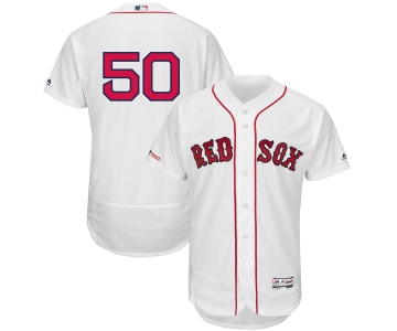 Men's Boston Red Sox 50 Mookie Betts White 150th Patch FlexBase Jersey