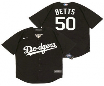 Men's Los Angeles Dodgers #50 Mookie Betts Black Stitched MLB Cool Base Nike Jersey