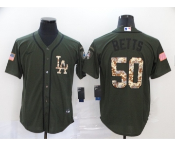 Men's Los Angeles Dodgers #50 Mookie Betts Green Salute To Service Stitched MLB Cool Base Nike Jersey