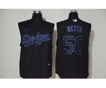 Men's Los Angeles Dodgers #50 Mookie Betts Lights Out Black Fashion 2020 Cool and Refreshing Sleeveless Fan Stitched MLB Nike Jersey