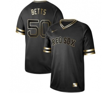 Red Sox #50 Mookie Betts Black Gold Authentic Stitched Baseball Jersey