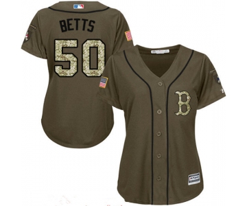 Women's Boston Red Sox #50 Mookie Betts Green Salute To Service Stitched MLB Majestic Cool Base Jersey