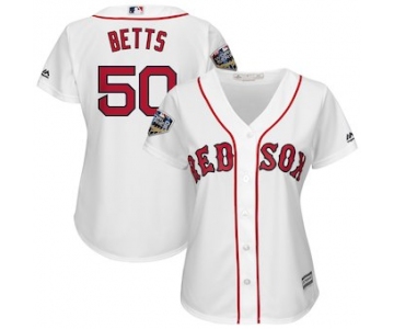 Women's Boston Red Sox 50 Mookie Betts Majestic White 2018 World Series Cool Base Player Jersey