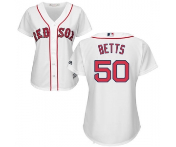 Women's Boston Red Sox #50 Mookie Betts White Home Stitched MLB Majestic Cool Base Jersey