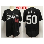 Youth Los Angeles Dodgers #50 Mookie Betts Black With Red Number Stitched MLB Cool Base Nike Jersey