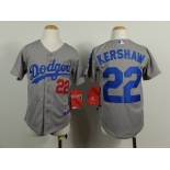 Los Angeles Dodgers #22 Clayton Kershaw 2014 Gray Kids Jersey