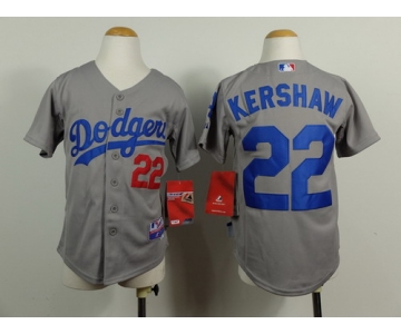 Los Angeles Dodgers #22 Clayton Kershaw 2014 Gray Kids Jersey