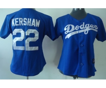 Los Angeles Dodgers #22 Clayton Kershaw Blue Womens Jersey