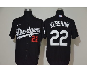 Men's Los Angeles Dodgers #22 Clayton Kershaw Black Stitched MLB Cool Base Nike Jersey