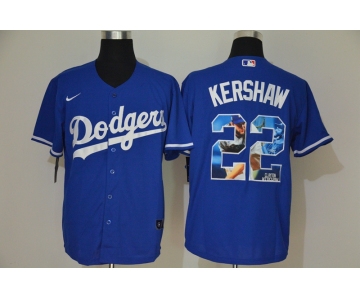 Men's Los Angeles Dodgers #22 Clayton Kershaw Blue Unforgettable Moment Stitched Fashion MLB Cool Base Nike Jerseys