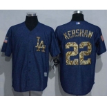 Men's Los Angeles Dodgers #22 Clayton Kershaw Denim Blue Salute to Service Stitched MLB Jersey