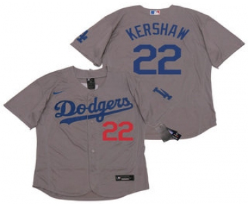 Men's Los Angeles Dodgers #22 Clayton Kershaw Gray Alternate Stitched MLB Flex Base Nike Jersey