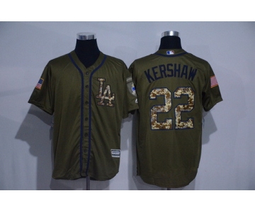 Men's Los Angeles Dodgers #22 Clayton Kershaw Green Salute to Service Cool Base Stitched MLB Jersey