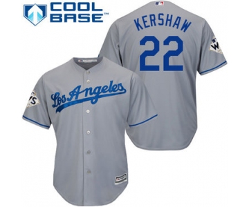Men's Los Angeles Dodgers #22 Clayton Kershaw Grey New Cool Base 2017 World Series Bound Stitched MLB Jersey