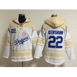 Men's Los Angeles Dodgers #22 Clayton Kershaw Home White Hoodie