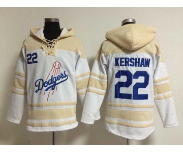 Men's Los Angeles Dodgers #22 Clayton Kershaw Home White Hoodie