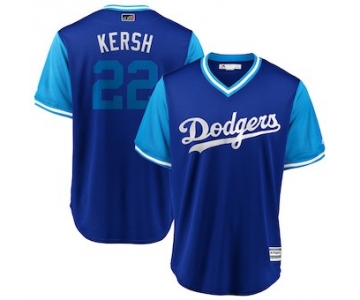 Men's Los Angeles Dodgers 22 Clayton Kershaw Kersh Majestic Royal 2018 Players' Weekend Cool Base Jersey