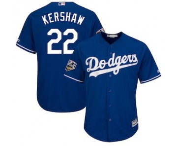 Men's Los Angeles Dodgers #22 Clayton Kershaw Majestic Royal 2018 World Series Cool Base Player Jersey