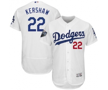 Men's Los Angeles Dodgers #22 Clayton Kershaw Majestic White 2018 World Series Flex Base Player Jersey