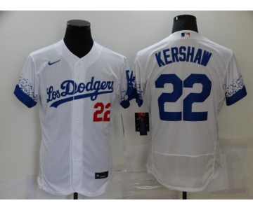 Men's Los Angeles Dodgers #22 Clayton Kershaw White 2021 City Connect Flex Base Stitched Jersey