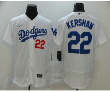 Men's Los Angeles Dodgers #22 Clayton Kershaw White Stitched MLB Flex Base Nike Jersey