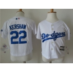 Toddler Los Angeles Dodgers #22 Clayton Kershaw Home White MLB Majestic Baseball Jersey
