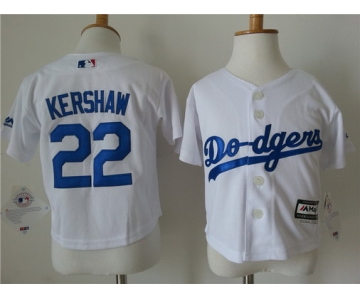 Toddler Los Angeles Dodgers #22 Clayton Kershaw Home White MLB Majestic Baseball Jersey