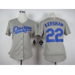 Women's Los Angeles Dodgers #22 Clayton Kershaw Away Gray 2015 MLB Cool Base Jersey