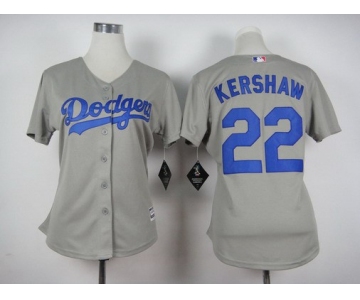Women's Los Angeles Dodgers #22 Clayton Kershaw Away Gray 2015 MLB Cool Base Jersey