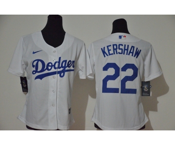 Women's Los Angeles Dodgers #22 Clayton Kershaw White Women 2020 Nike Cool Base Jersey
