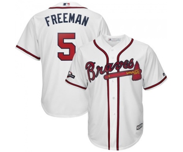 Atlanta Braves #5 Freddie Freeman Majestic 2019 Postseason Official Cool Base Player White Jersey