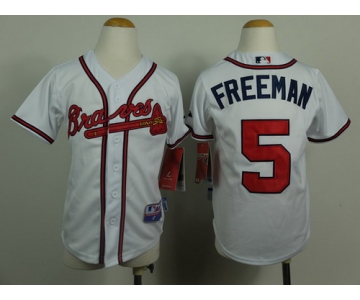 Atlanta Braves #5 Freddie Freeman White Kids Jersey