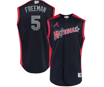MLB National League 5 Freddie Freeman Navy 2019 All-Star Game Men Jersey