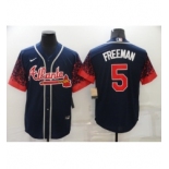 Men's Atlanta Braves #5 Freddie Freeman 2021 City Connect Navy Cool Base Stitched Baseball Jersey