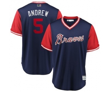 Men's Atlanta Braves 5 Freddie Freeman Andrew Navy 2018 Players' Weekend Cool Base Jersey