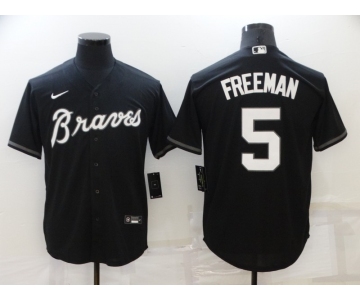 Men's Atlanta Braves #5 Freddie Freeman Black Cool Base Stitched Jersey