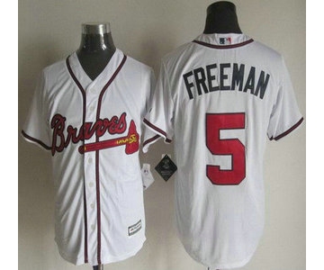 Men's Atlanta Braves #5 Freddie Freeman Home White 2015 MLB Cool Base Jersey