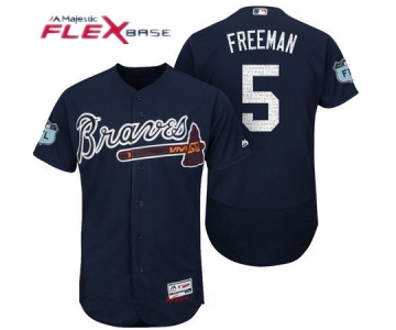 Men's Atlanta Braves #5 Freddie Freeman Navy Blue 2017 Spring Training Stitched MLB Majestic Flex Base Jersey