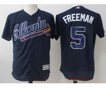 Men's Atlanta Braves #5 Freddie Freeman Navy Blue Alternate Stitched MLB Majestic Cool Base Jersey
