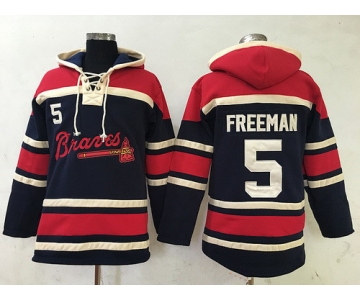 Men's Atlanta Braves #5 Freddie Freeman Navy Blue Stitched MLB Baseball Hoodie