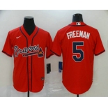 Men's Atlanta Braves #5 Freddie Freeman Red Stitched MLB Cool Base Nike Jersey