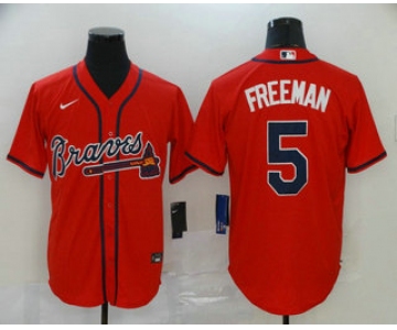 Men's Atlanta Braves #5 Freddie Freeman Red Stitched MLB Cool Base Nike Jersey