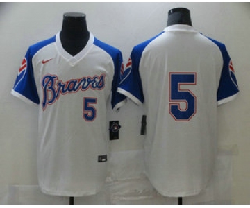 Men's Atlanta Braves #5 Freddie Freeman White Stitched MLB Throwback Nike Jersey