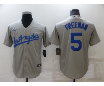 Men's Los Angeles Dodgers #5 Freddie Freeman Grey Stitched MLB Cool Base Nike Jersey